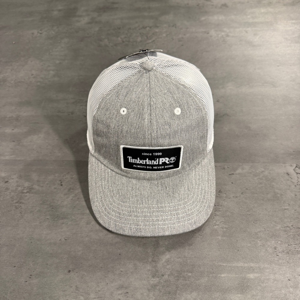 Timberland PRO Snapback Trucker Hat Mens OS Gray Mesh Logo Patch Cap Western NEW